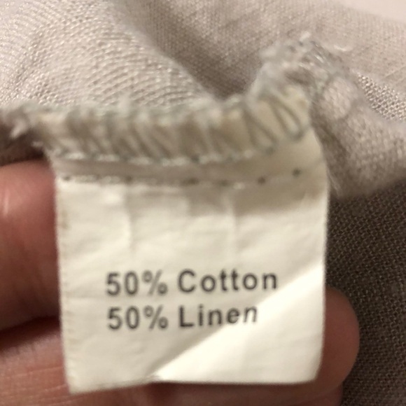 Amaryllis Light Beige Oatmeal Linen Cotton Button-Up Long Sleeve Shirt Medium - Picture 10 of 10